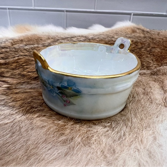 Small Germany Handpainted Iridescent Porcelain Floral Dish Bowl 1.75x2.75” - Picture 4 of 8